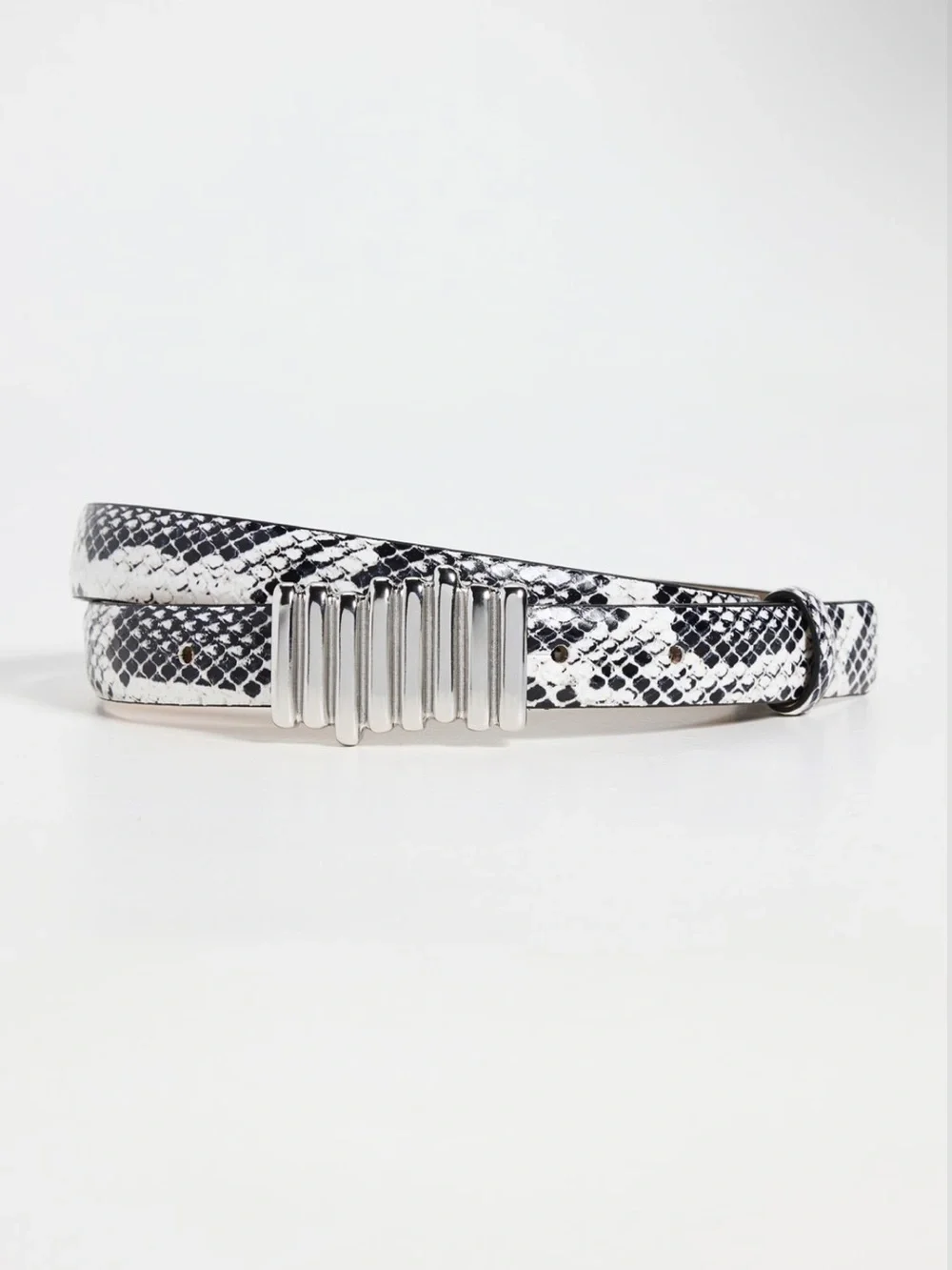 B-Low The Belt Vesna Mini Python Snakeskin Silver Buckle Belt Size Large NEW - Picture 1 of 5